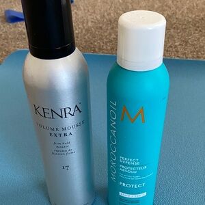 Kenra volume mousse extra 17 , Moroccan oil perfect defense heat spray bundle